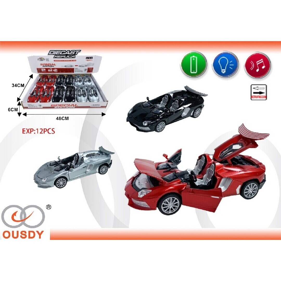 COCHE METALICO CON SONIDO Y LUCES EXP:12PCS