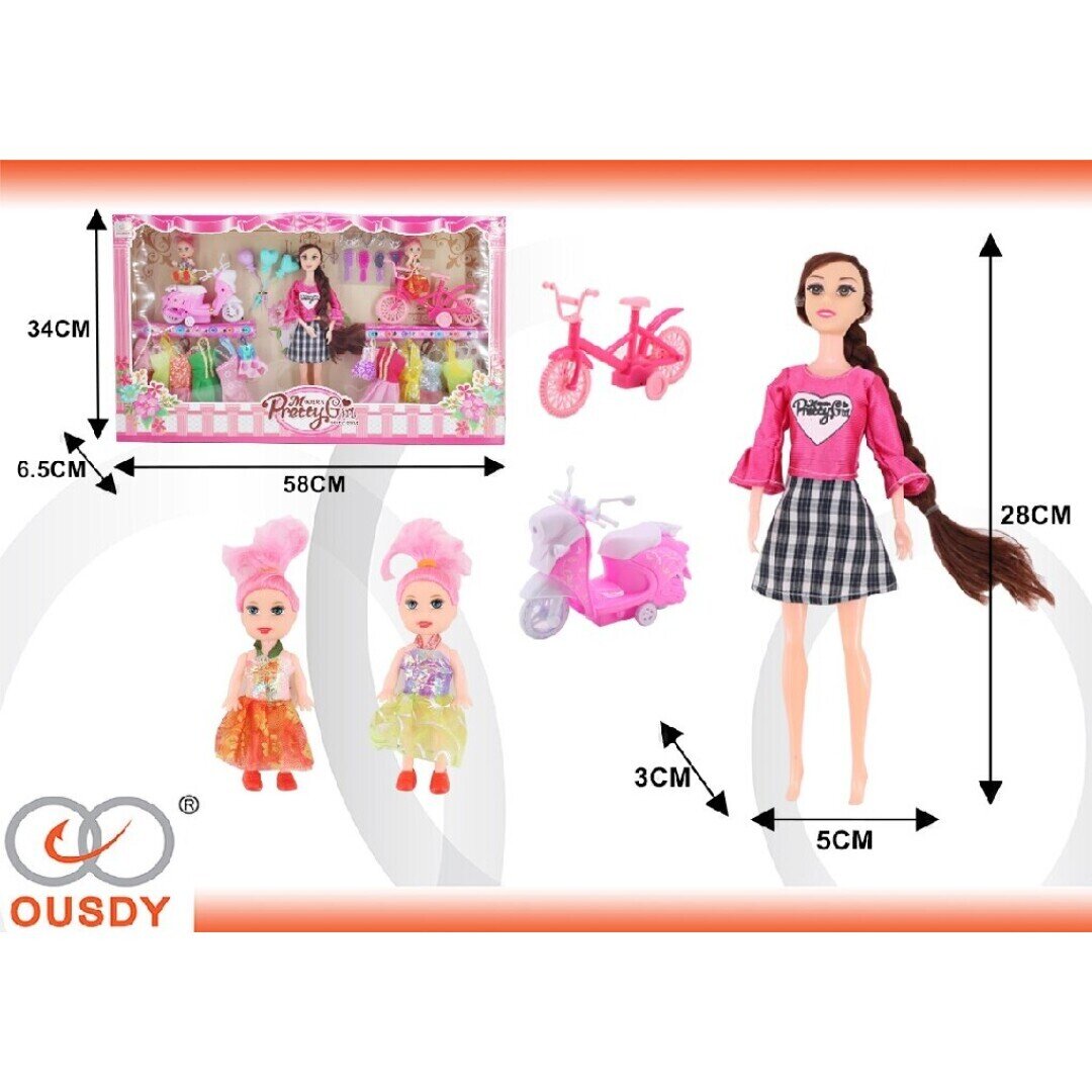 CAJA 3 MUNECA CON ACCESORIOS