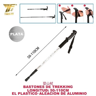 BASTONES DE TREKKING PLATA 50-110CM