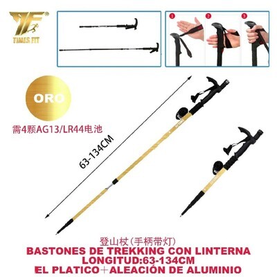 BASTONES DE TREKKING ORO 63-134CM CON LINTERNA