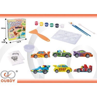 CAJA COCHES YESO DIY PARA PINTAR