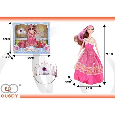 MUNECA CON CORONA Y VESTIDOS