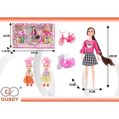 CAJA 3 MUNECA CON ACCESORIOS