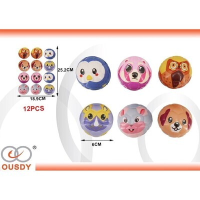 PELOTA CON DIBUJO DE ANIMALES EXP:12PCS