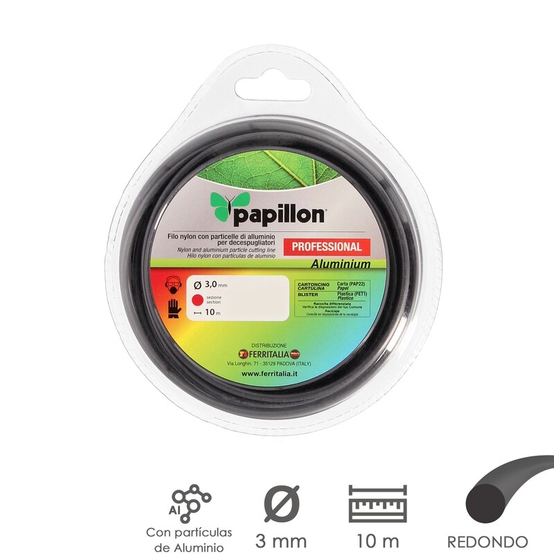 Hilo Nylon y Aluminio Desbrozadoras Redondo Professional Ø 3,0 mm Rollo 10 metros. Hilo Nylon Corte Hierba, Jardín, Maleza