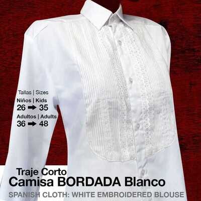 TRAJE CORTO CAMISA BORDADA BLANCO