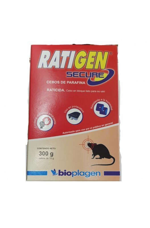 RATICIDA RATIGEN SECURE PARAFINA BLOQUE 300gr. Brodifacoun