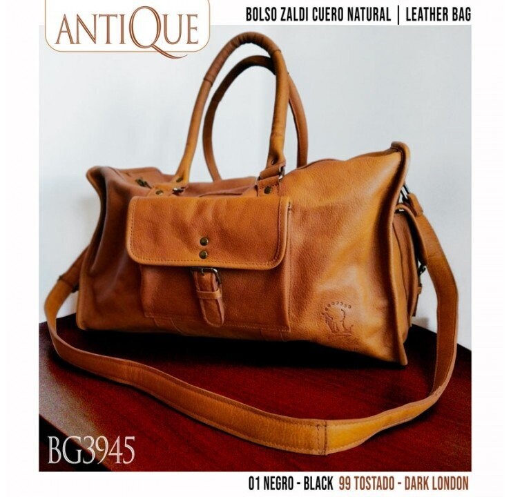 BOLSO ZALDI ANTIQUE 3945 CUERO NATURAL