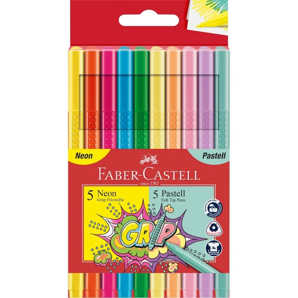 Estuche 10 Rotulador Faber-Castell pastel y neón
