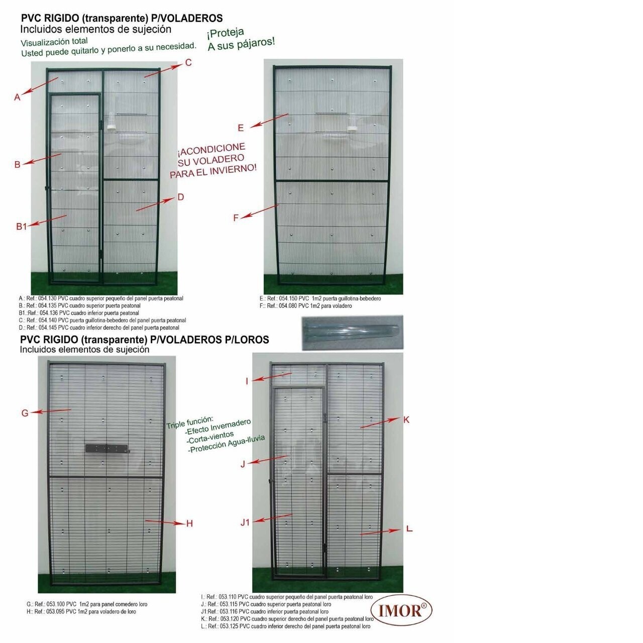 PANEL PVC RIGIDO 1 M2 TRANSPARENTE LETRA H IMOR.