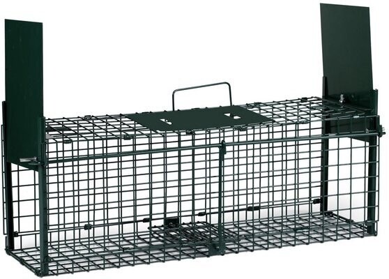 JAULA TRAMPA METALICA INOFENSIVA JAULA TRAMPA PLEGABLE 2 PUERTAS 19x61x21 cm.