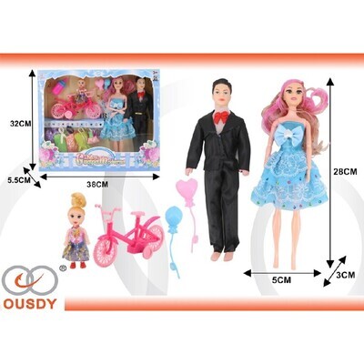 FAMILIA 3 MUNECOS CON VESTIDOS