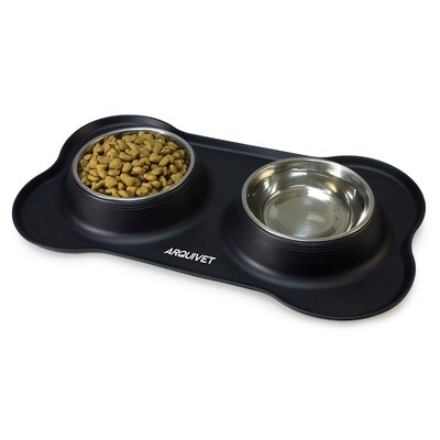 Comederos de acero inoxidable (2x400ml) con base de silicona antideslizante