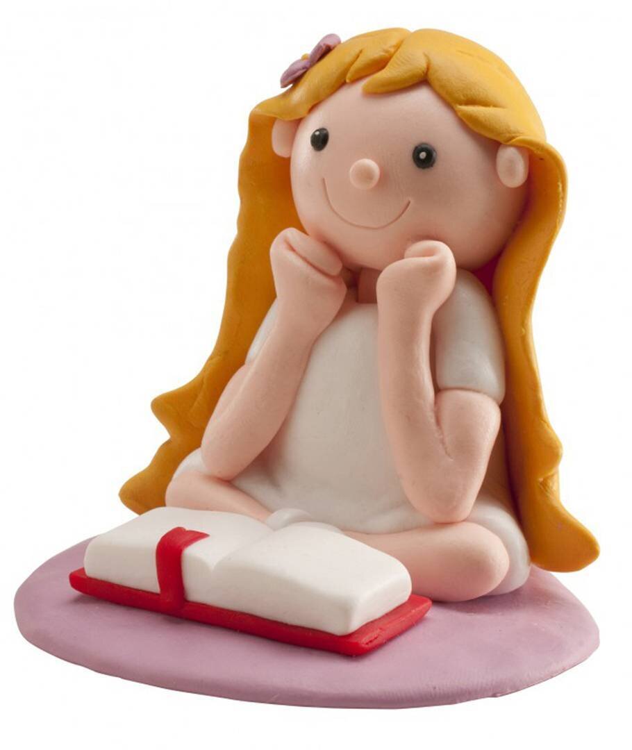FIGURA NIÑA COMUNIÓN LEYENDO BIBLIA