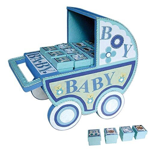 EXPOSITOR CARRO BABY AZUL + 24 CAJITAS BABY