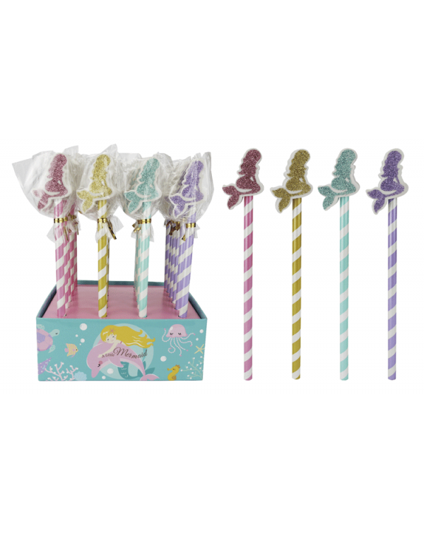 LOTE 24 LÁPICES + BORRADOR PURPURINA "SIRENITA"