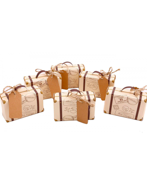 LOTE DE 50 CAJAS MALETAS TRAVEL + TARJETAS KRAFT