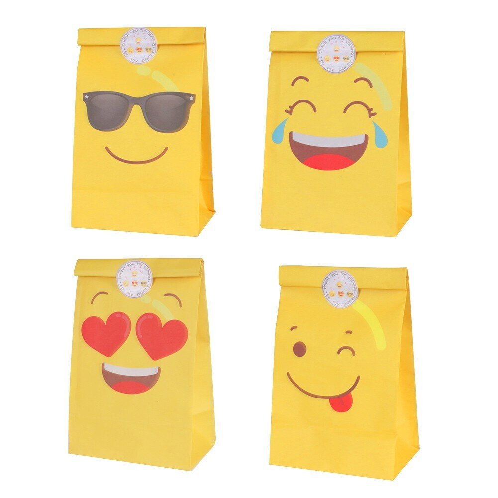 LOTE DE 12 BOLSAS DE PAPEL "EMOTICONOS" PARTY