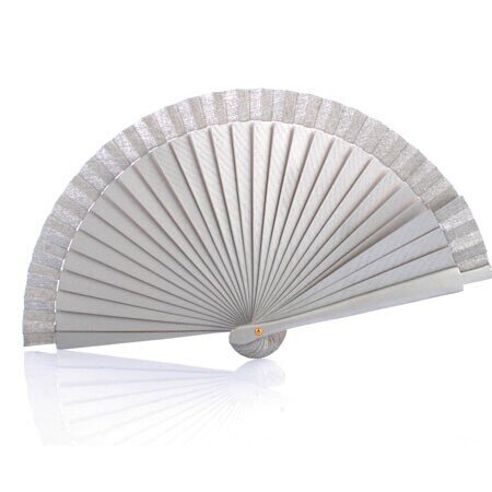 ABANICO DE MADERA LISO PLATA