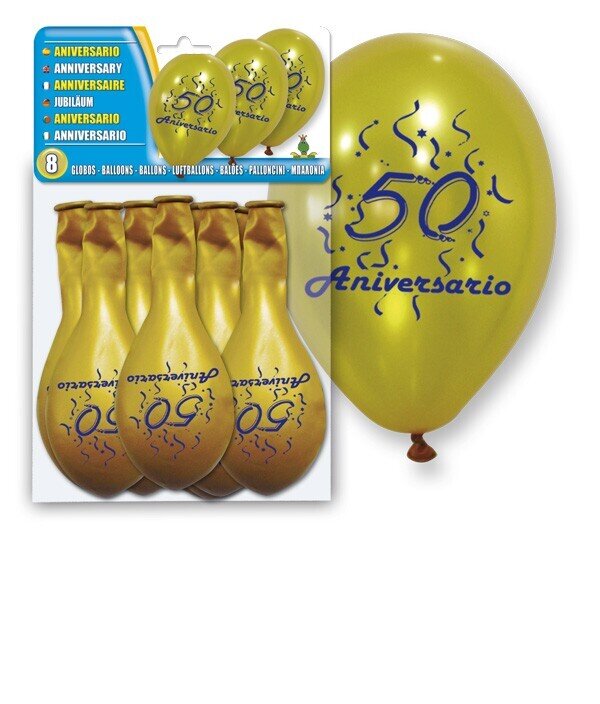 SET 8 GLOBOS ORO "50 ANIVERSARIO"
