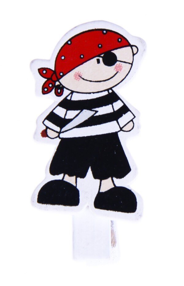 PACK 6 PINZAS PIRATA MADERA NIÑO