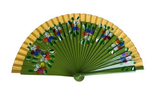 ABANICO DE MADERA "FLOWER" 19 CM