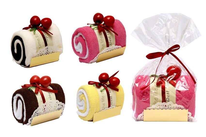 DULCE TRONCO DE PASTEL TOALLA EN BOLSITA DE REGALO DULCE TRONCO DE PASTEL TOALLA EN BOLSITA DE REGALO