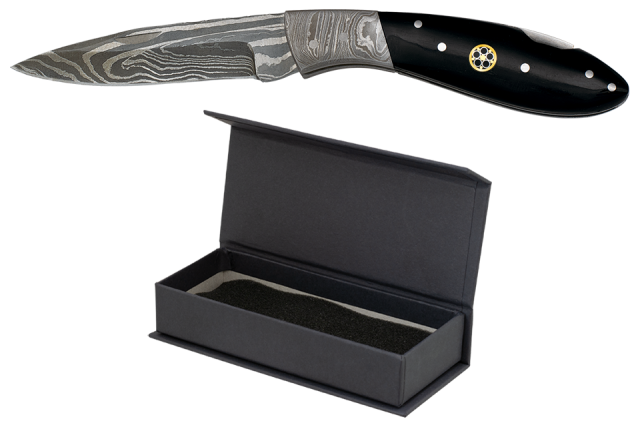 Navaja Damasco Negra Hoja 8cm Navaja Damasco Negra Hoja 8cm