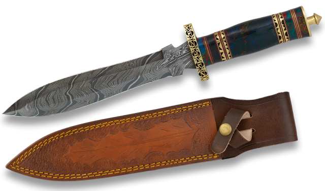 Cuchillo Damasco BOWIE con Funda Piel