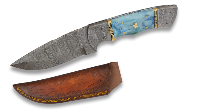 Cuchillo Damasco Hueso Azul