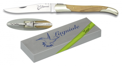 Navaja LAGUIOLE.Alpaca/Olivo. Hoja 9 cm