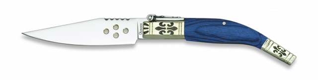 Navaja LUJO. stamina azul / Alpaca. 9 cm