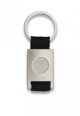 Llavero rectangulo plata +  Cinta negra