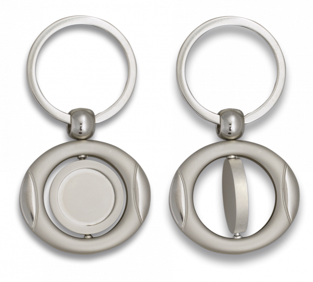 Llavero oval giratorio con chapa.