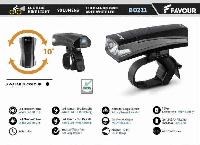 Linterna BICI - 90lm - 2AA Baterias Linterna BICI - 90lm - 2AA Baterias