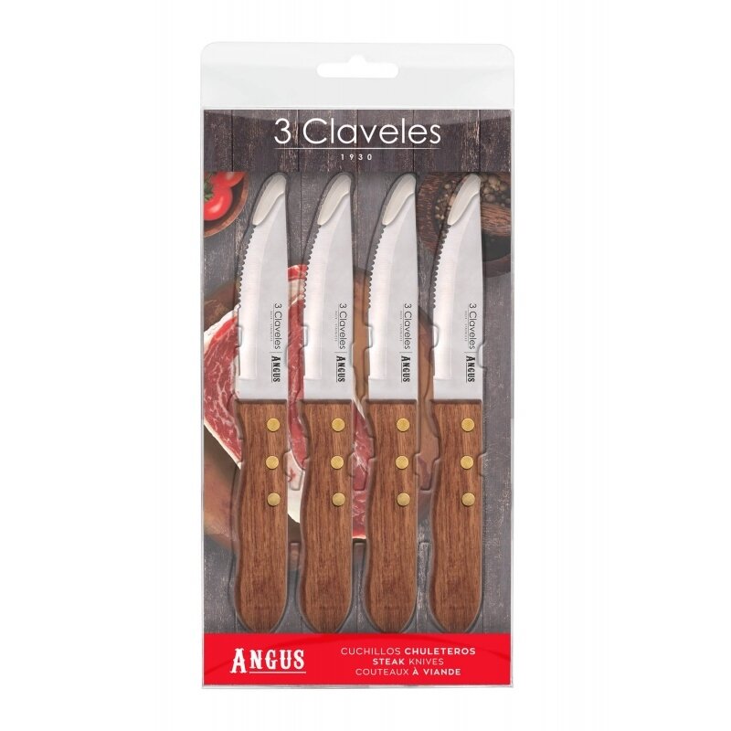 SET 4 CUCHILLOS CHULETEROS ANGUS 12 cm- 4.5 pulg E 3C