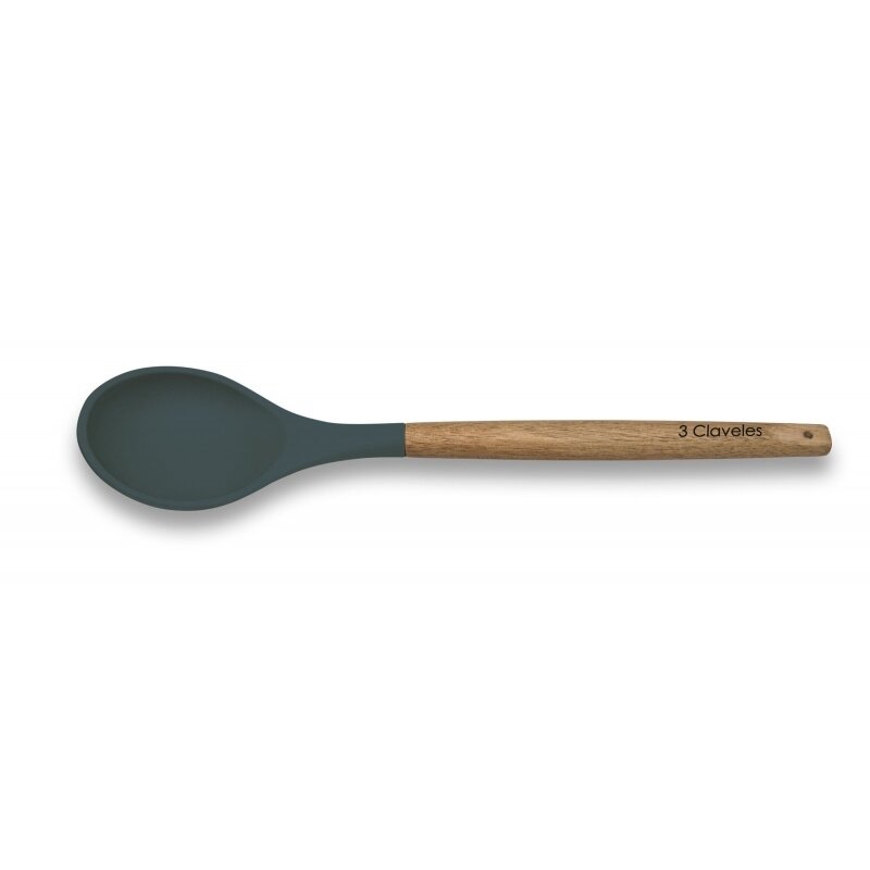 CUCHARA SERVIR SILICONA MANGO MADERA 3C