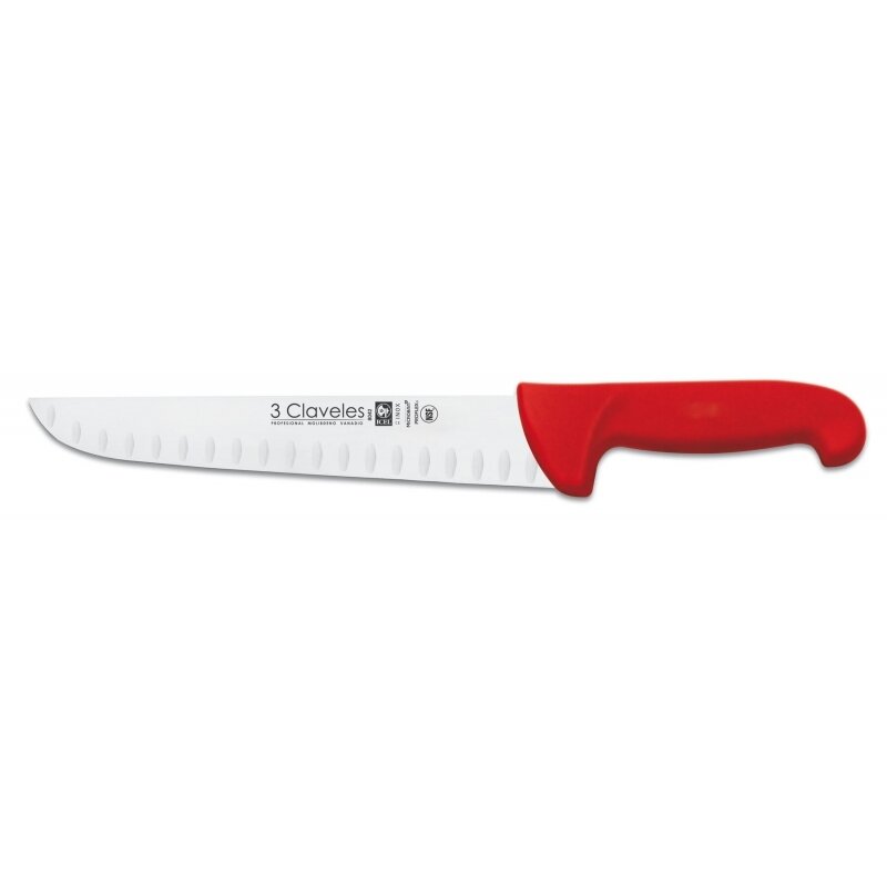 CUCHILLO CARNICERO ALVEOLADO PROFLEX ROJO 24 cm - 9,5 pulg FH 3C