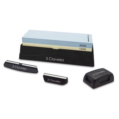 SET PIEDRA AFILADO 1000/3000 CON BASE, DOS GUIAS Y RECTIFICADOR 3C