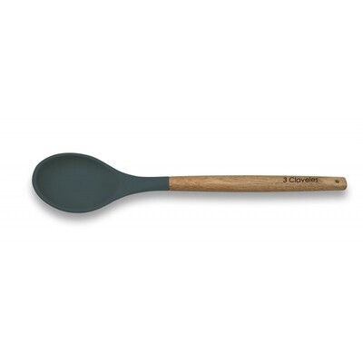 CUCHARA SERVIR SILICONA MANGO MADERA 3C