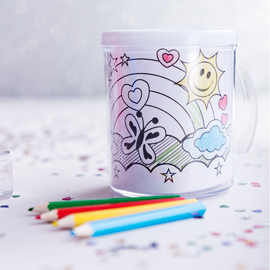 TAZA PARA COLOREAR 320 ML + 4 LA�MINAS + LA�PICES