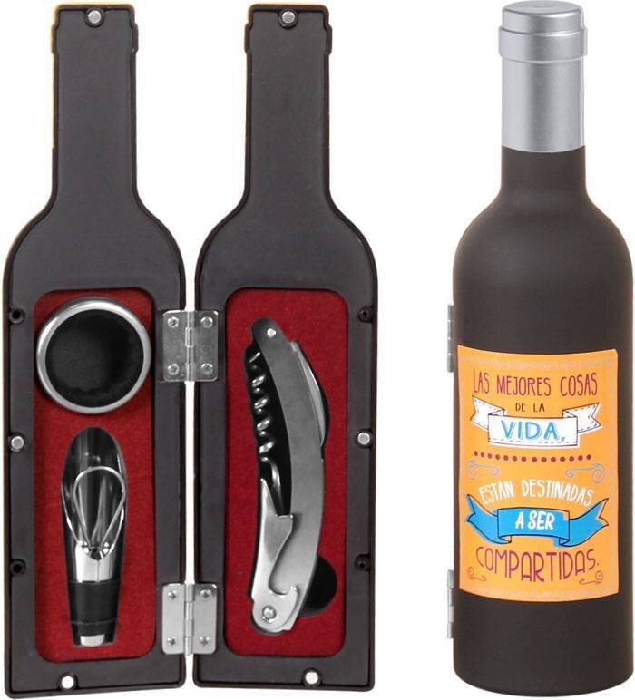 SET DE 3 PIEZAS DE VINO LAS MEJORES COSAS PLATA