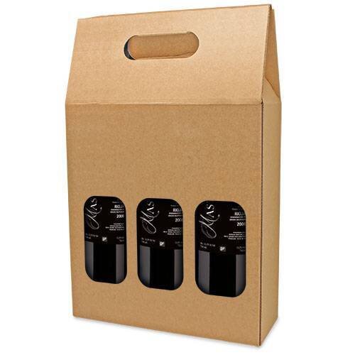 CAJA DE REGALO CART�N VENTANA 3 BOTELLAS