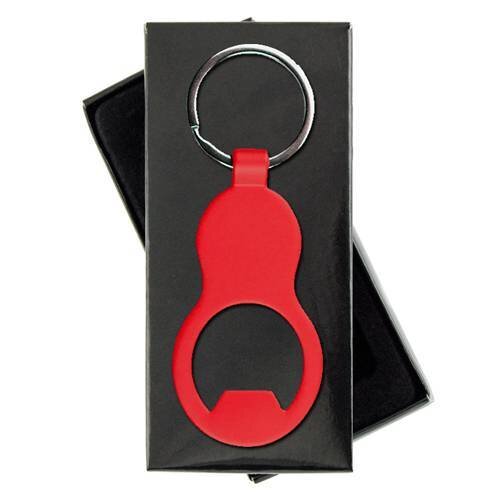 LLAVERO ABREBOTELLAS ALUMINIO EN CAJA ROJO