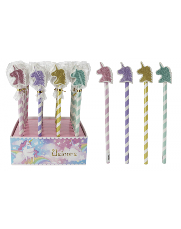 LOTE 24 L�PICES + BORRADOR PURPURINA UNICORNIO