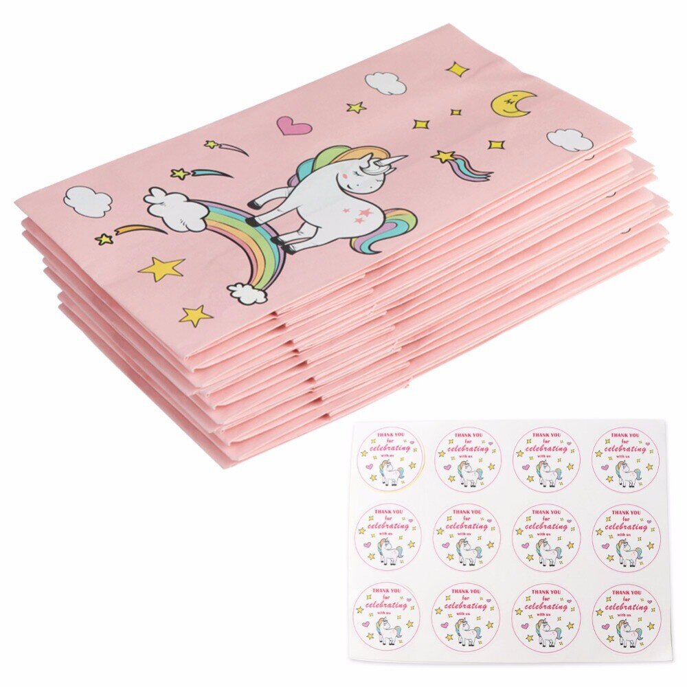 LOTE DE 12 BOLSAS DE PAPEL UNICORNIOS PARTY