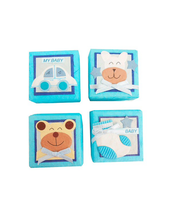 2 X 1 SET 24 CAJITAS BABY AZUL SURTIDAS
