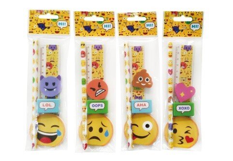 SET 5 PCS PAPELER�A EMOTICONOS DE REGALO