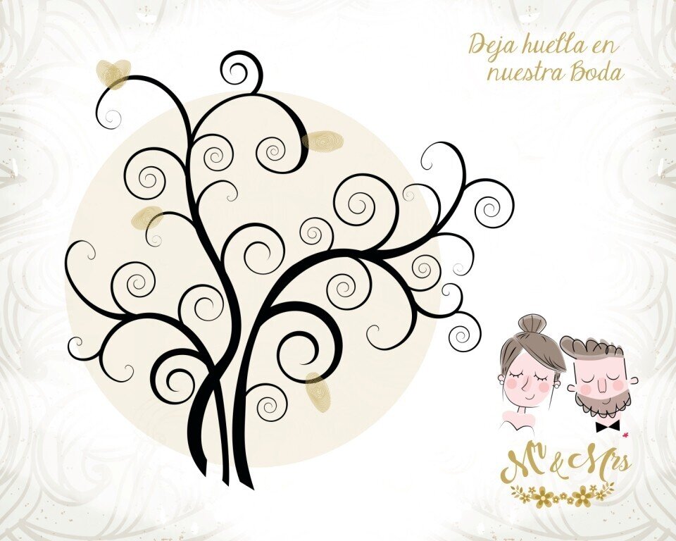 LIENZO ��RBOLES DE HUELLAS PARA BODAS