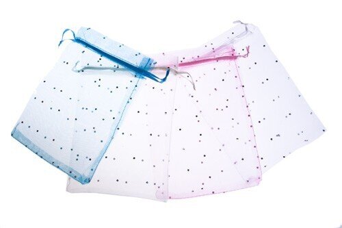 BOLSA DE ORGANZA LUNARES PLATEADOS 13 X 18 BLANCO BOLSA DE ORGANZA LUNARES PLATEADOS 13 X 18 BLANCO